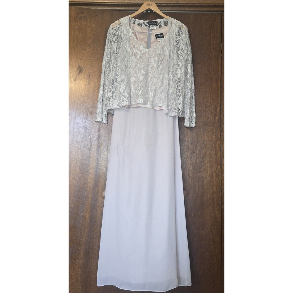 Mother of Bride Dress with Lace Jacket Onyx Nite Size 8‎ Pink Gray Fixer Upper